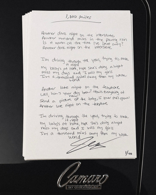 Handwritten Lyrics (1,000 Miles)